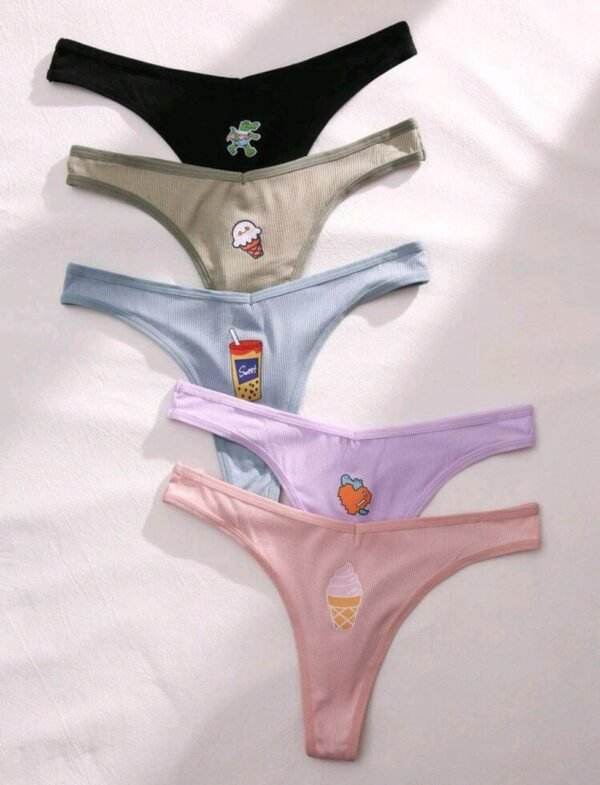 Eraneu 5packs Cartoon Graphic Sexy Thongs