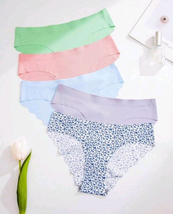 Eraneu 5pcs/Pack Women's Seamless Triangle Panties With Scallop Trim