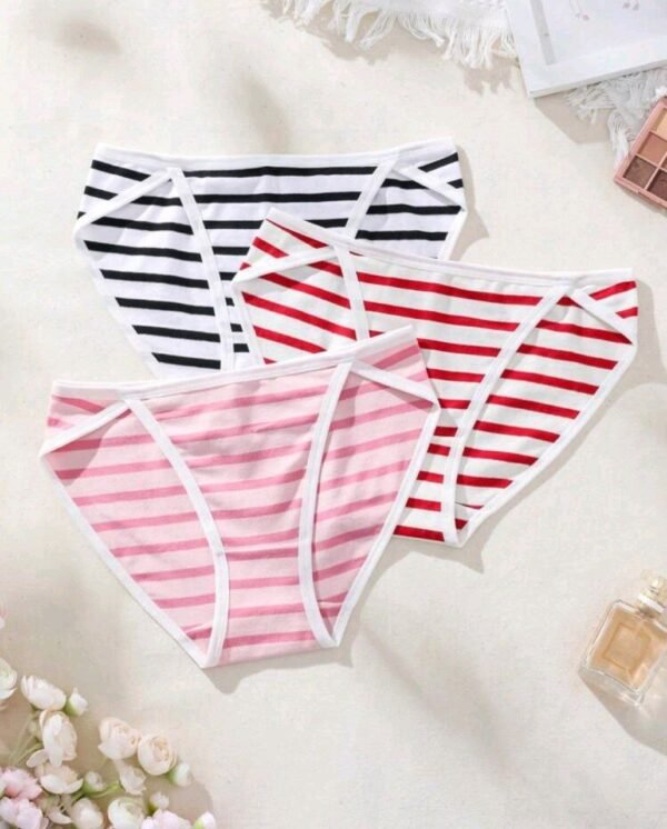 Eraneu 3pcs Striped Print Panty