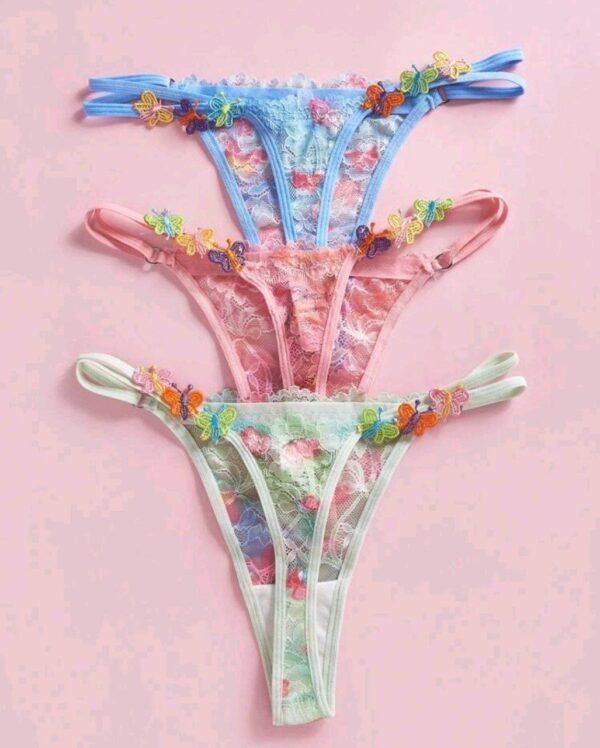 Eraneu 3pcs/Pack Women's Sexy Lace Thong Panties, Lingerie - Image 2