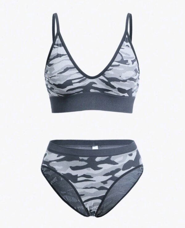 Eraneu Yoga Camo Print Bra & Panty Lingerie Set Sports