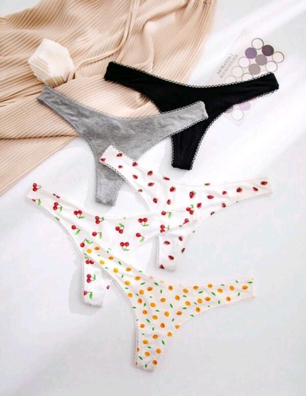 Eraneu 5packs Fruit Print Sexy Thongs Set