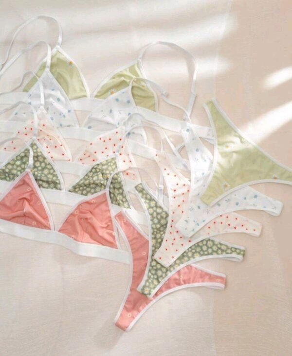Eraneu 5packs Polka Dot Print Bra & Panty Lingerie Set