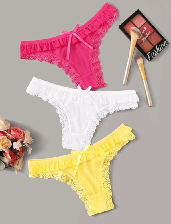 Eraneu 3pack Lace Trim Panties Set, Lingerie
