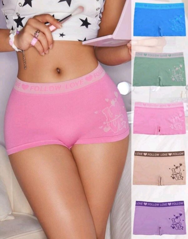 Eraneu 5pcs Heart & Letter Graphic Boyshorts