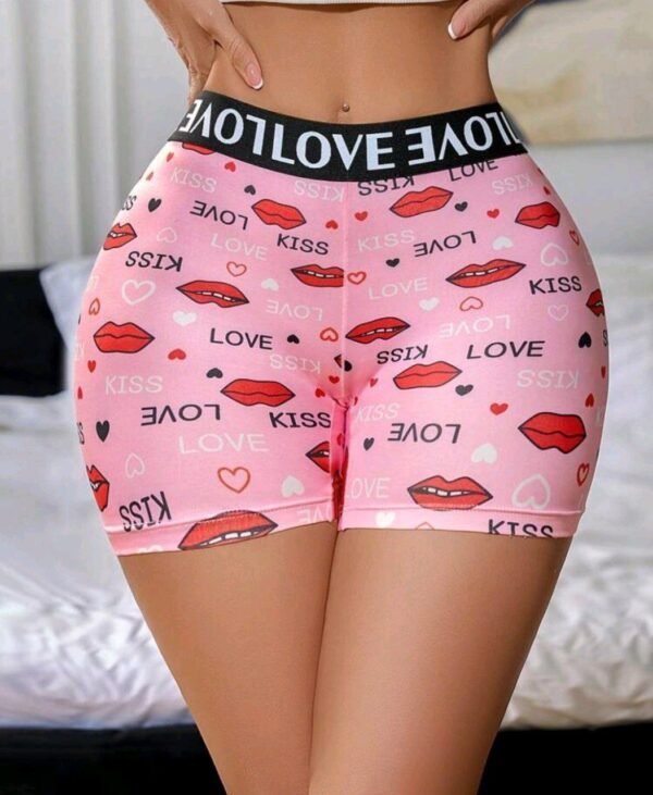 Eraneu Women's High Waist Sports Camouflage Print Contrast Color Letter Webbing Stitching Boyshorts