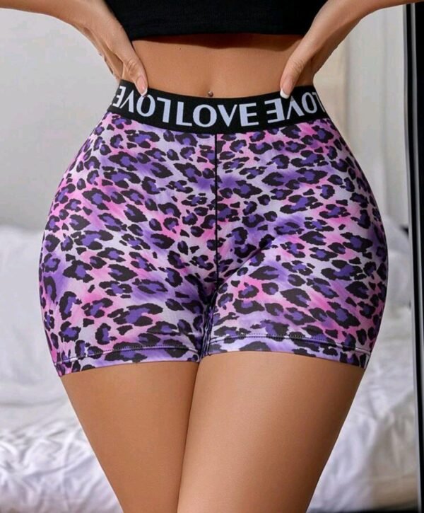 Eraneu Women's High Waist Sports Camouflage Print Contrast Color Letter Webbing Stitching Boyshorts
