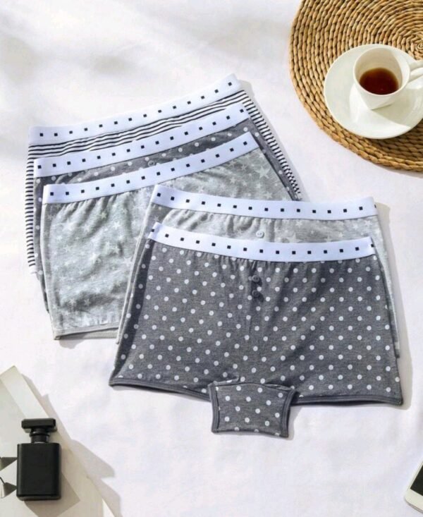 Eraneu 5pcs Striped Print Boyshorts