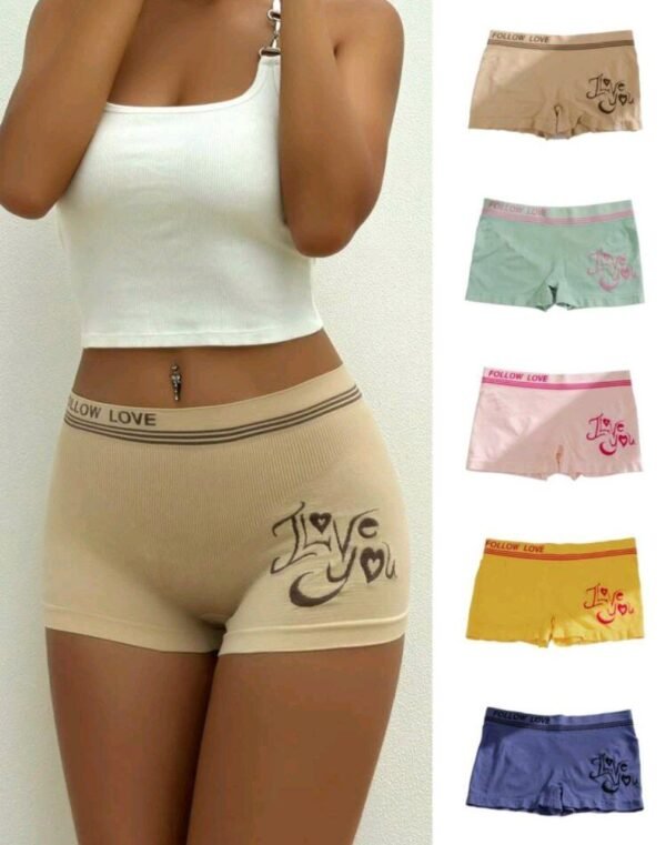 Eraneu Women 5pcs Letter Graphic Boxer Brief
