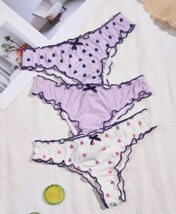 Eraneu Women's Heart Print Triangle Underwear (3pcs/set)