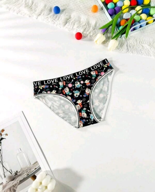 Eraneu Cute Print Comfy Cartoon Love Elastic Waist Underwear Briefs For Women