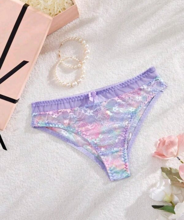 Eraneu Women's Contrast Color Bowknot Decor Exotic Style Triangle Panties
