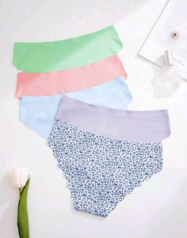 Eraneu 5pcs/Pack Women's Seamless Triangle Panties With Scallop Trim - Image 2