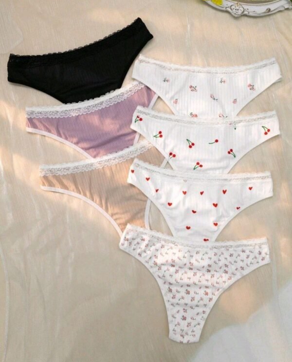 Eraneu 7pack Floral Print Ribbed Knit Panty