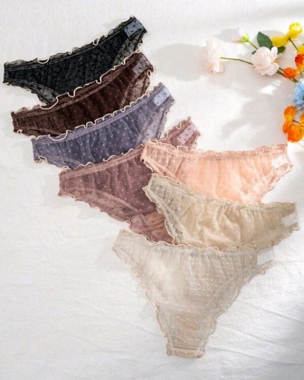Eraneu 7pcs Women's Mesh Lingerie Panties With Frilled Trim - Image 2