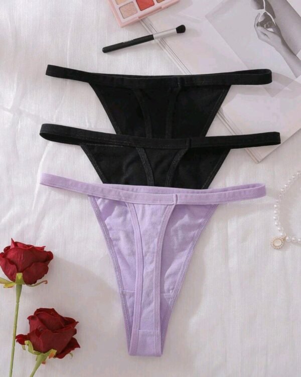 Eraneu 3pcs/Pack Y2K Butterfly Print Colorblock Thong Panties, Casual & Comfortable For Women - Image 2