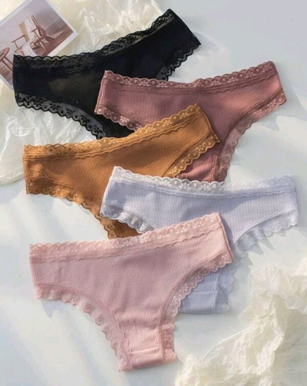 Eraneu 5pack Contrast Lace Bow Front Panty Lingerie - Image 2