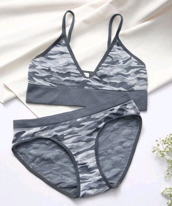 Eraneu Yoga Camo Print Bra & Panty Lingerie Set Sports - Image 2