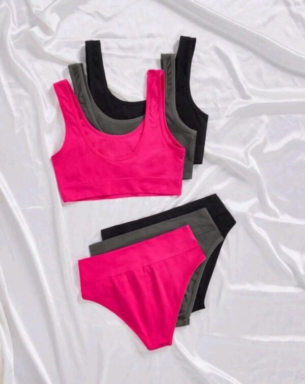 Eraneu 3 Sets Comfortable Letter Wireless Bra & Panty Underwear Set, Seamless Lingerie Suit - Image 2