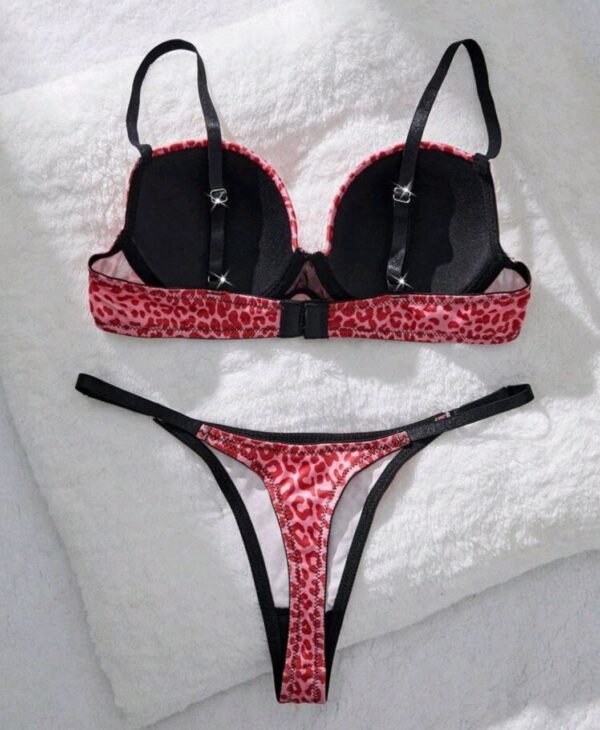 Eraneu 2pcs/Set Women Spaghetti Strap Backless Camisole And Leopard Print Stylish Shorts Lingerie Set - Image 2