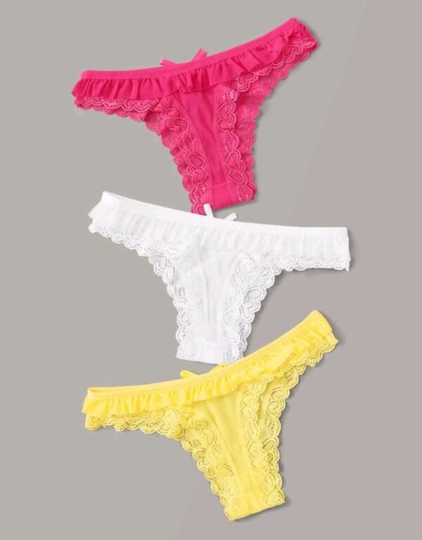 Eraneu 3pack Lace Trim Panties Set, Lingerie - Image 2
