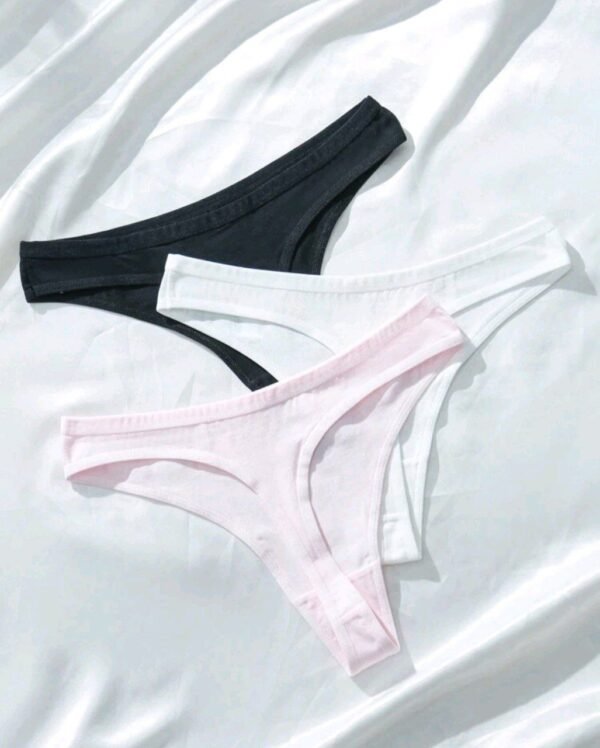 Eraneu 3pcs Casual, Cute, Cartoon Bear Print Comfortable Versatile Women Thong Panties - Image 2