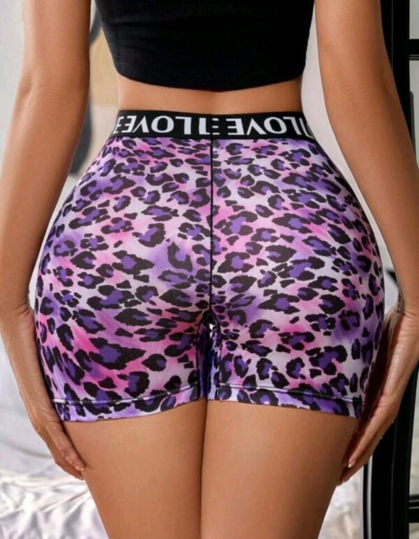 Eraneu Women's High Waist Sports Camouflage Print Contrast Color Letter Webbing Stitching Boyshorts - Image 2