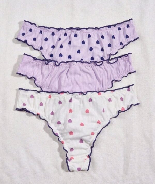 Eraneu Women's Heart Print Triangle Underwear (3pcs/set) - Image 2