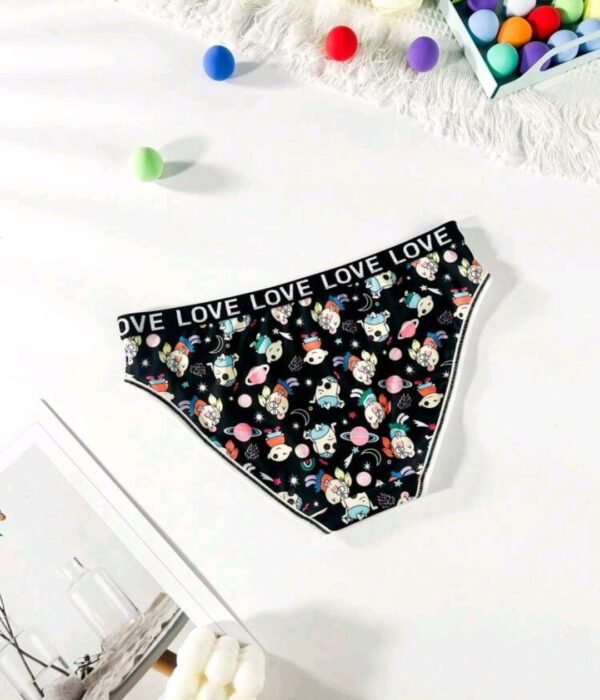 Eraneu Cute Print Comfy Cartoon Love Elastic Waist Underwear Briefs For Women - Image 2