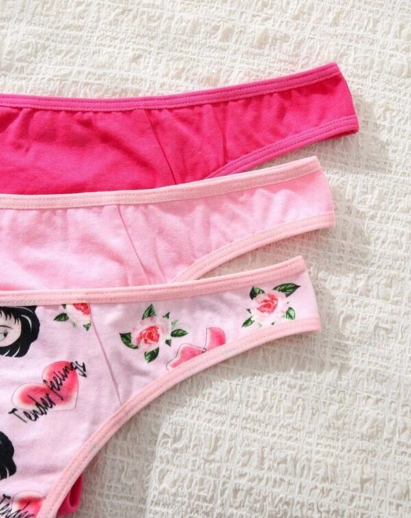 Eraneu 3pcs Women's Funny Print Comfortable Home Wear Sexy Thongs Set - Image 3