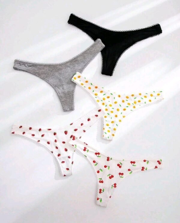 Eraneu 5packs Fruit Print Sexy Thongs Set - Image 3
