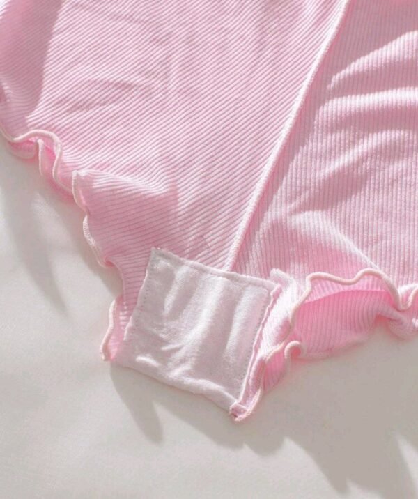 Eraneu 3pcs Scallop Trim Solid Ribbed Knit Brief - Image 3