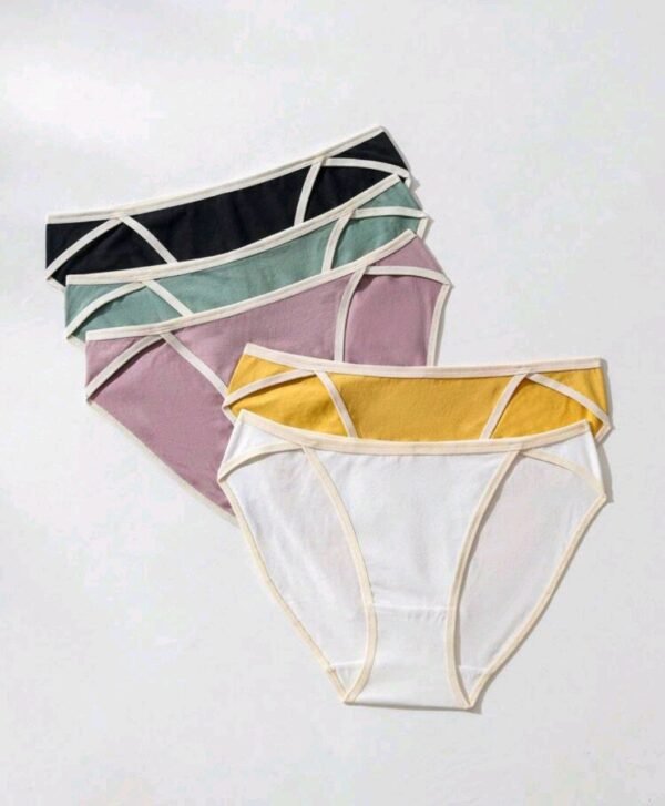 Eraneu 5pcs Contrast Binding Brief - Image 3