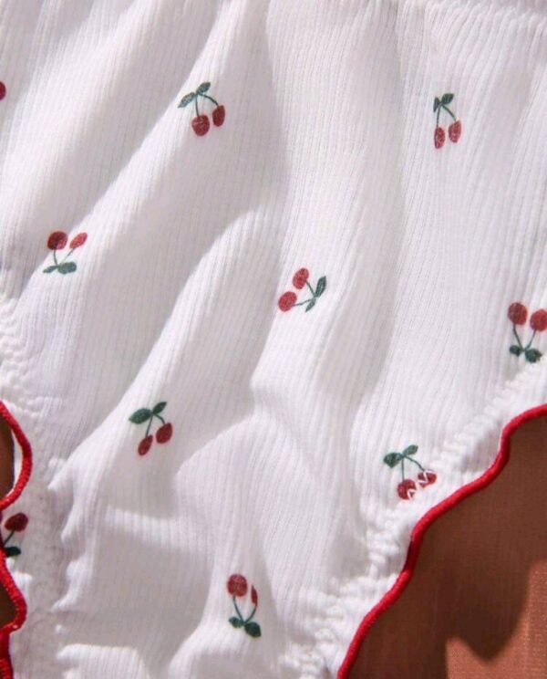 Eraneu 3pack Heart Print Lettuce Trim Bow Front Panty Set - Image 3