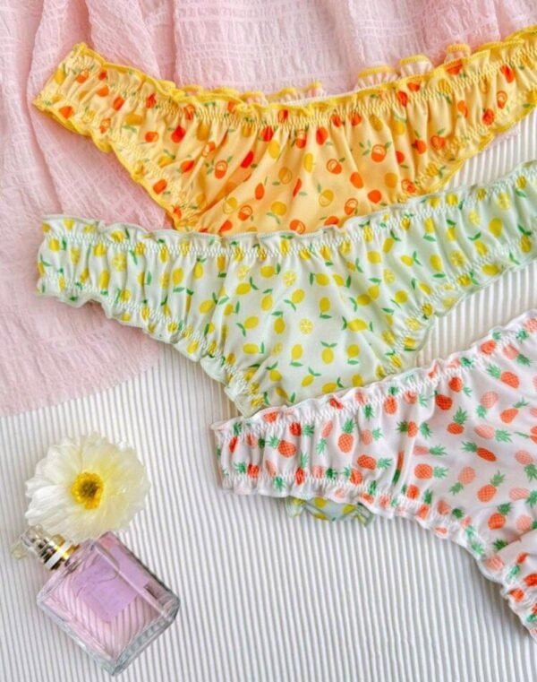 Eraneu 5pcs Fruit Printed Comfortable Sexy Panties With Sweet Ruffled Edges - Image 3