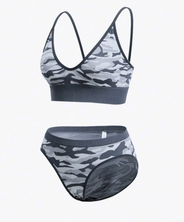Eraneu Yoga Camo Print Bra & Panty Lingerie Set Sports - Image 3