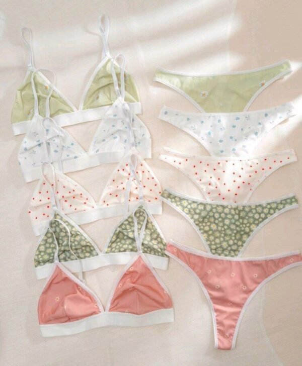Eraneu 5packs Polka Dot Print Bra & Panty Lingerie Set - Image 3
