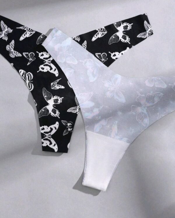 Eraneu 10 Seamless Low Waist Invisible Butterfly Pattern Printed Punk Style Women's Nylon Triangle Pants - Image 3