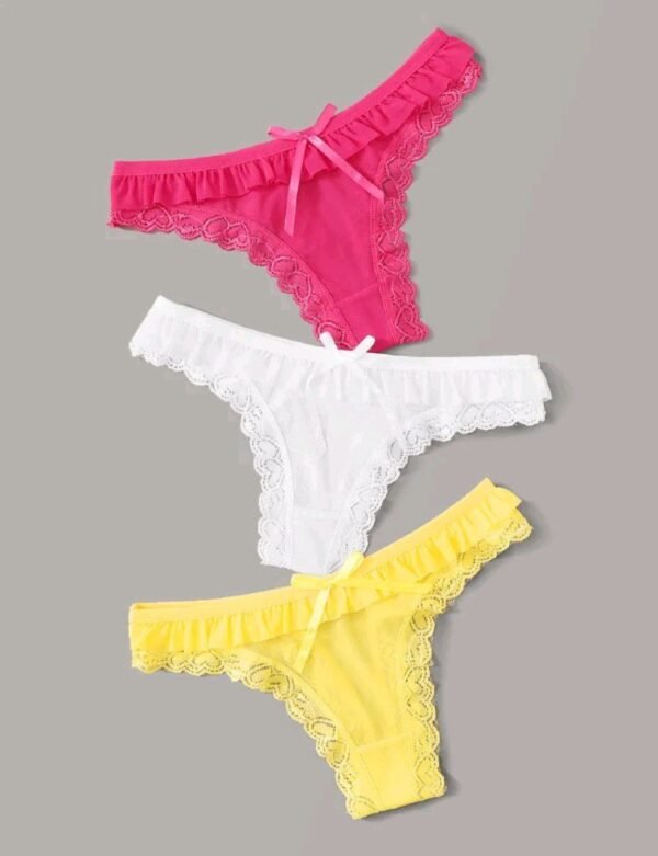 Eraneu 3pack Lace Trim Panties Set, Lingerie - Image 3