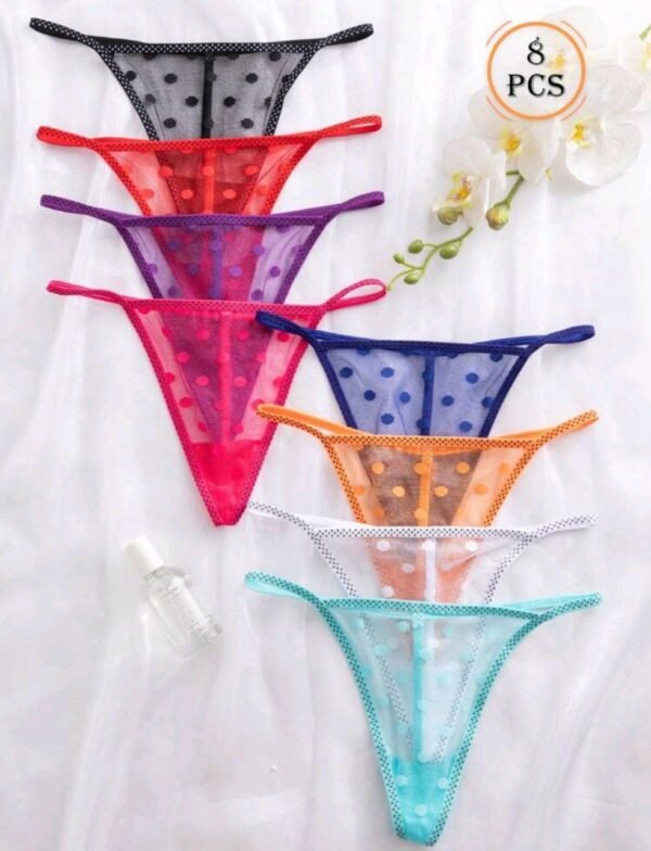 Eraneu 8pcs/Pack Multicolor Women's Comfortable And Stylish Thong Panties, Lingerie - Image 3