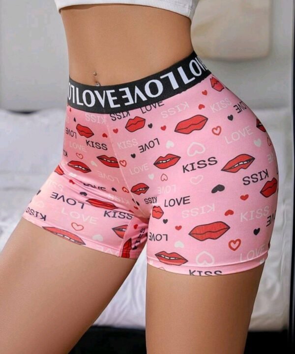 Eraneu Women's High Waist Sports Camouflage Print Contrast Color Letter Webbing Stitching Boyshorts - Image 3