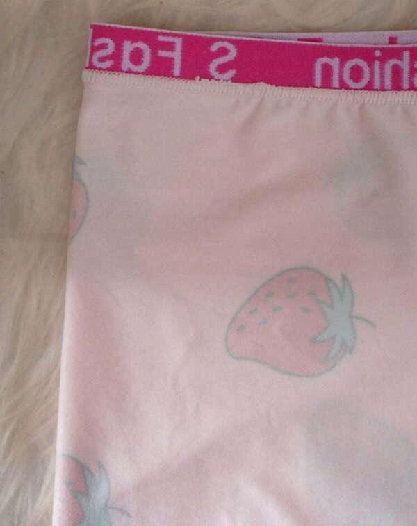 Eraneu 1pc Strawberry Printed Lace Trimmed Boyshort Underwear - Image 3