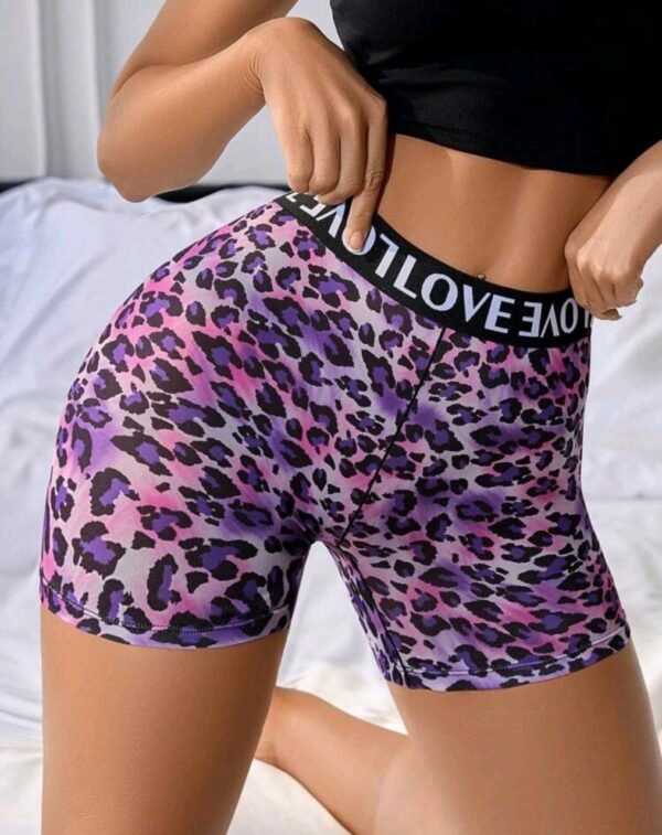 Eraneu Women's High Waist Sports Camouflage Print Contrast Color Letter Webbing Stitching Boyshorts - Image 3