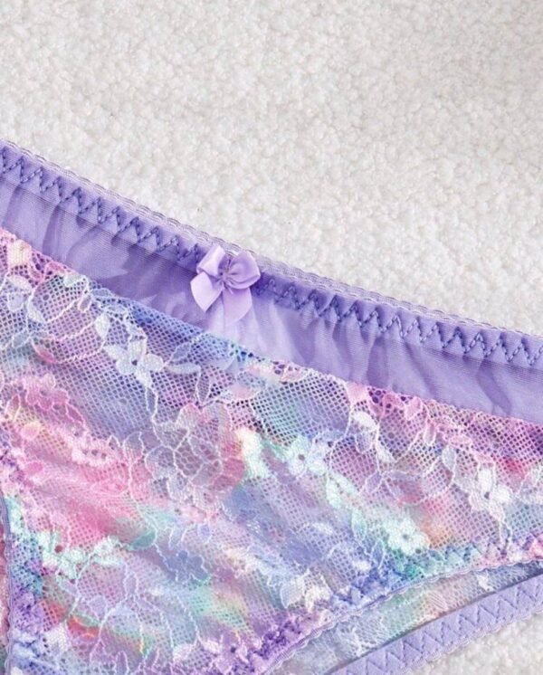 Eraneu Women's Contrast Color Bowknot Decor Exotic Style Triangle Panties - Image 3