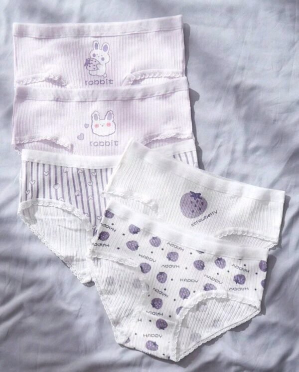 Eraneu 5pack Cartoon Graphic Lace Trim Panty - Image 3