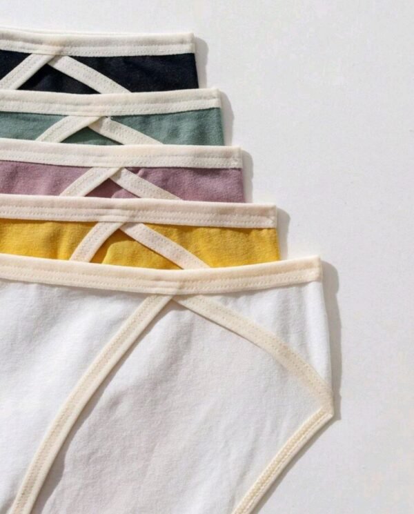 Eraneu 5pcs Contrast Binding Brief - Image 4