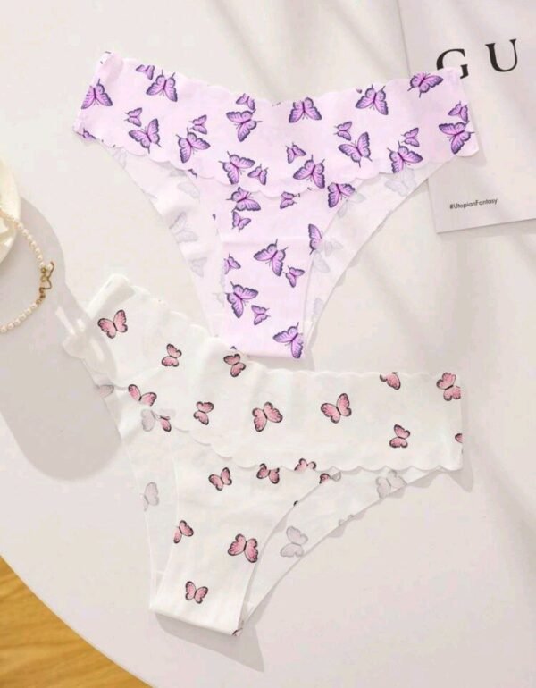 Eraneu 5pack Butterfly Print Scallop Trim No Show Panty Set - Image 4