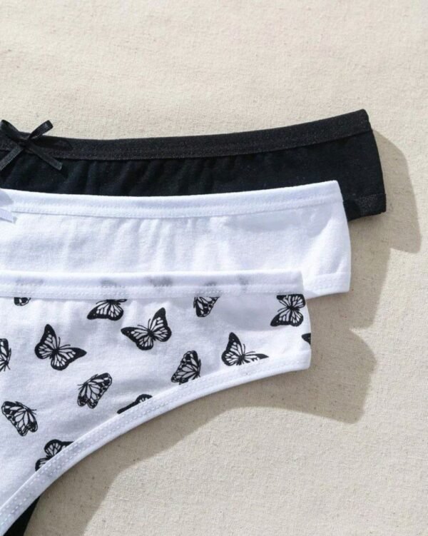 Eraneu 3pcs Women's Sexy Thongs Panties With Bow Decoration - Image 4