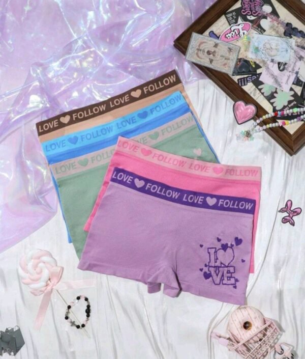 Eraneu 5pcs Heart & Letter Graphic Boyshorts - Image 4