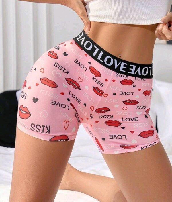 Eraneu Women's High Waist Sports Camouflage Print Contrast Color Letter Webbing Stitching Boyshorts - Image 4